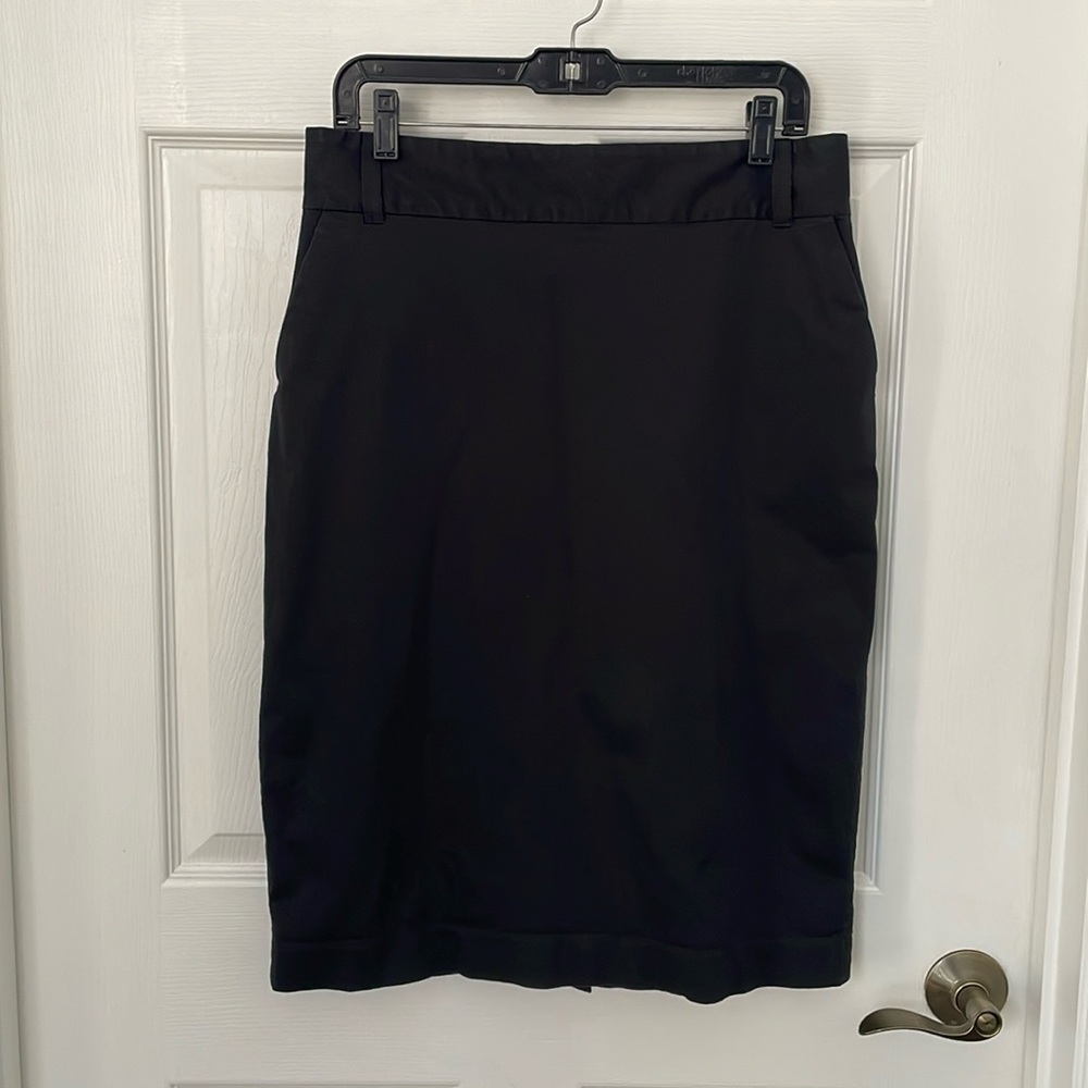 Banana Republic women’s midi length cotton blend black skirt with slit